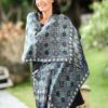 Fair Trade Batik Silk Patterned Blue Shawl 'Java Starlight' Fair Trade Batik Silk Patterned Blue Shawl 'Java Starlight'