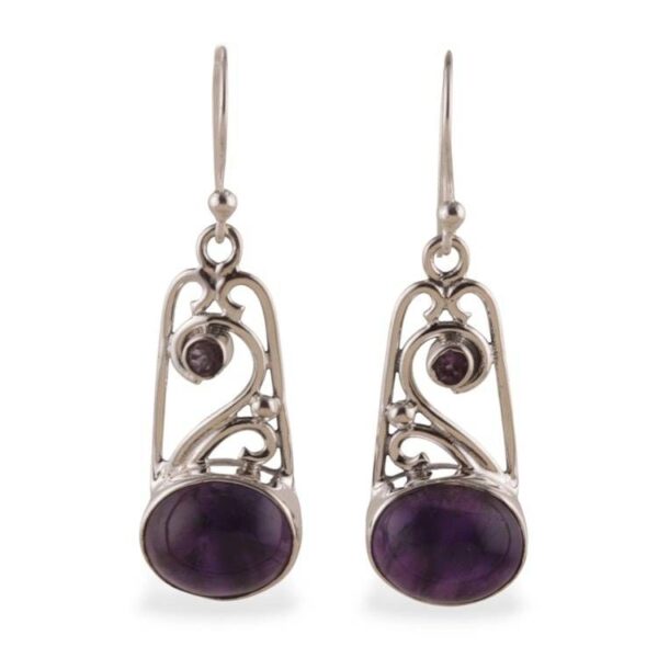 Fantasy-Themed Birthstone Amethyst Jewel Dangle Earrings 'Magical Portals' Fantasy-Themed Birthstone Amethyst Jewel Dangle Earrings 'Magical Portals'