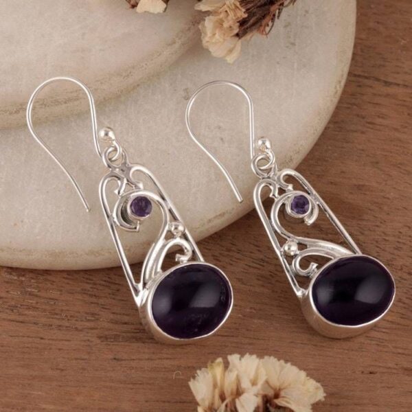 Fantasy-Themed Birthstone Amethyst Jewel Dangle Earrings 'Magical Portals' Fantasy-Themed Birthstone Amethyst Jewel Dangle Earrings 'Magical Portals'