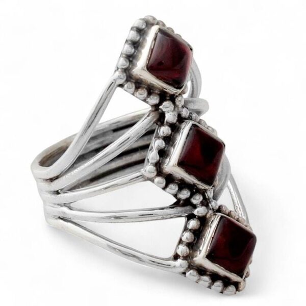 Garnet Sterling Silver Multi-Stone Cocktail Ring from India 'Vibrant Allure' Garnet Sterling Silver Multi-Stone Cocktail Ring from India 'Vibrant Allure'