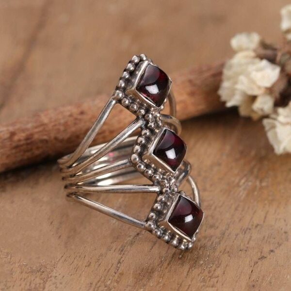 Garnet Sterling Silver Multi-Stone Cocktail Ring from India 'Vibrant Allure' Garnet Sterling Silver Multi-Stone Cocktail Ring from India 'Vibrant Allure'