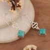 Geometric-Inspired Amazonite Cabochon Gem Dangle Earrings 'Gems of Balance' Geometric-Inspired Amazonite Cabochon Gem Dangle Earrings 'Gems of Balance'