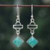Geometric-Inspired Amazonite Cabochon Gem Dangle Earrings 'Gems of Balance' Geometric-Inspired Amazonite Cabochon Gem Dangle Earrings 'Gems of Balance'