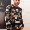 Geometric Intarsia Knit 100 Alpaca Men's Sweater 'Adventure Geometry' Geometric Intarsia Knit 100 Alpaca Men's Sweater 'Adventure Geometry'