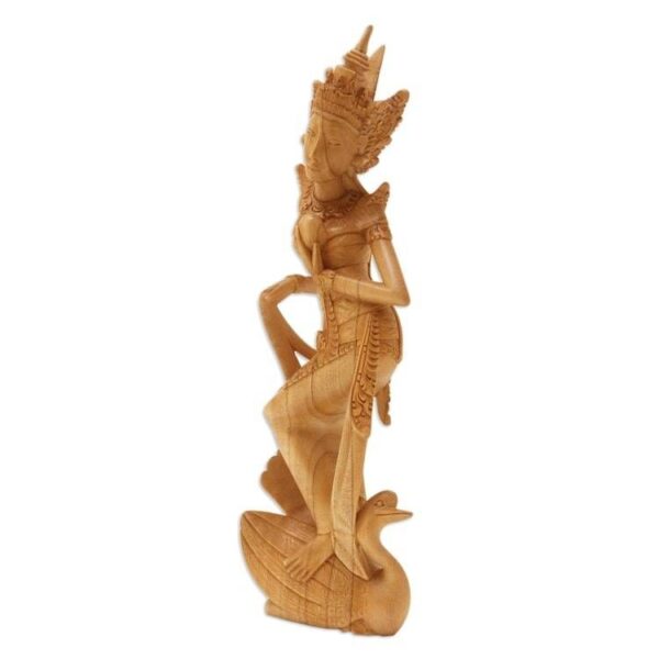 Hand-Carved Crocodile Wood Saraswati Sculpture from Bali 'Sage Saraswati' Hand-Carved Crocodile Wood Saraswati Sculpture from Bali 'Sage Saraswati'