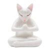 Hand Carved Suar Wood Cat Statuette 'Grateful Cat in White' Hand Carved Suar Wood Cat Statuette 'Grateful Cat in White'