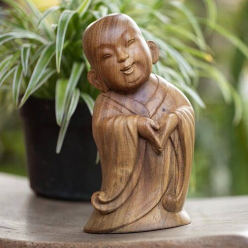 Hand-Carved Wood Sculpture Inspired by The Laughing Buddha 'Spread the Love' Hand-Carved Wood Sculpture Inspired by The Laughing Buddha 'Spread the Love'