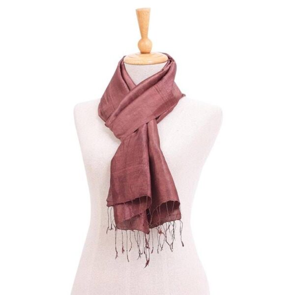 Hand-Dyed Brown Silk Scarf from Thailand 'Milk Chocolate' Hand-Dyed Brown Silk Scarf from Thailand 'Milk Chocolate'