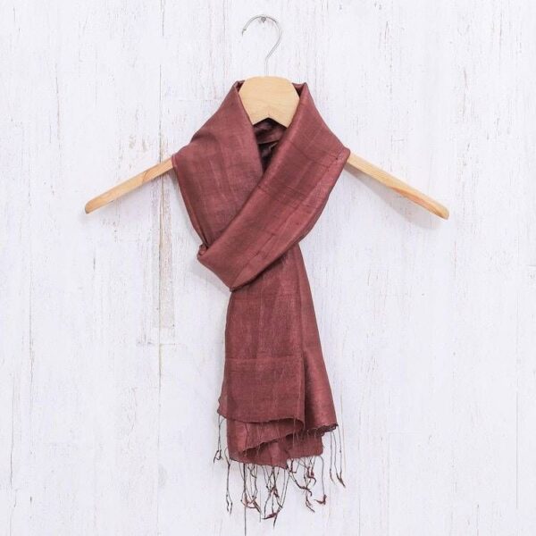Hand-Dyed Brown Silk Scarf from Thailand 'Milk Chocolate' Hand-Dyed Brown Silk Scarf from Thailand 'Milk Chocolate'