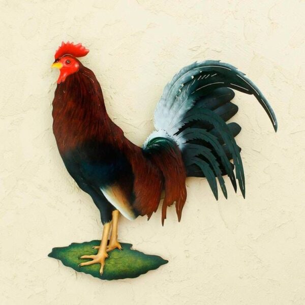 Hand Painted Steel Bird Wall Art 'Proud Rooster' Hand Painted Steel Bird Wall Art 'Proud Rooster'