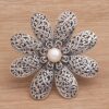 Handmade 925 Sterling Silver Cultured Pearl Floral Brooch 'Starlight Flower' Handmade 925 Sterling Silver Cultured Pearl Floral Brooch 'Starlight Flower'