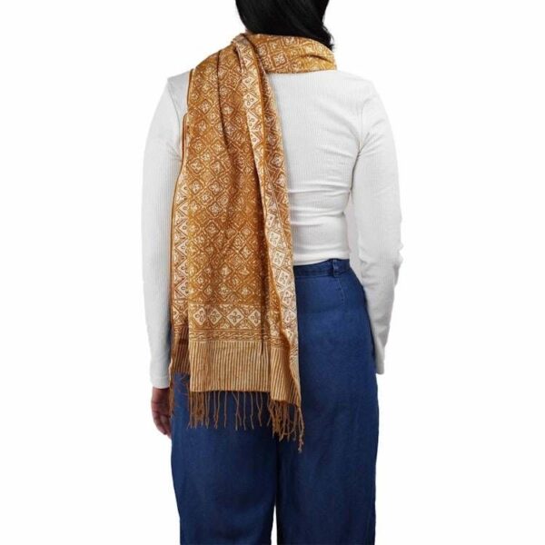 Handmade Batik Scarf, Soft Cotton, Frangipani, Kamboja, Yellow, Brown, Cream, Fall, Autumn Handmade Batik Scarf, Soft Cotton, Frangipani, Kamboja, Yellow, Brown, Cream, Fall, Autumn