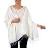Handwoven Fringed Silk Shawl in Ivory from Thailand 'Afternoon Breeze' Handwoven Fringed Silk Shawl in Ivory from Thailand 'Afternoon Breeze'