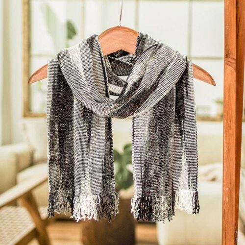 Handwoven Grey Rayon Chenille Scarf from Guatemala 'Infinite Universe' Handwoven Grey Rayon Chenille Scarf from Guatemala 'Infinite Universe'