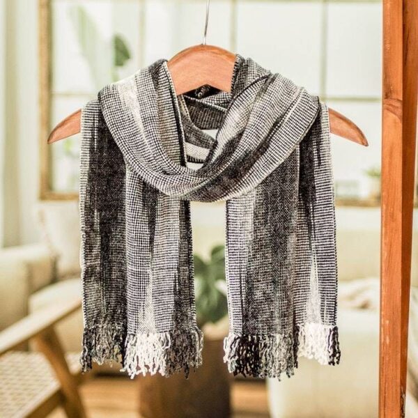 Handwoven Grey Rayon Chenille Scarf from Guatemala 'Infinite Universe' Handwoven Grey Rayon Chenille Scarf from Guatemala 'Infinite Universe'