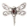 Indonesian Garnet and Silver Brooch Pin 'Scarlet Dragonfly'