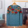 Intarsia Knit Turquoise Floral Alpaca Sweater 'Turquoise Garden'