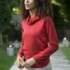 Knit Cotton Blend Pullover in Solid Red from Peru 'Red Versatility'