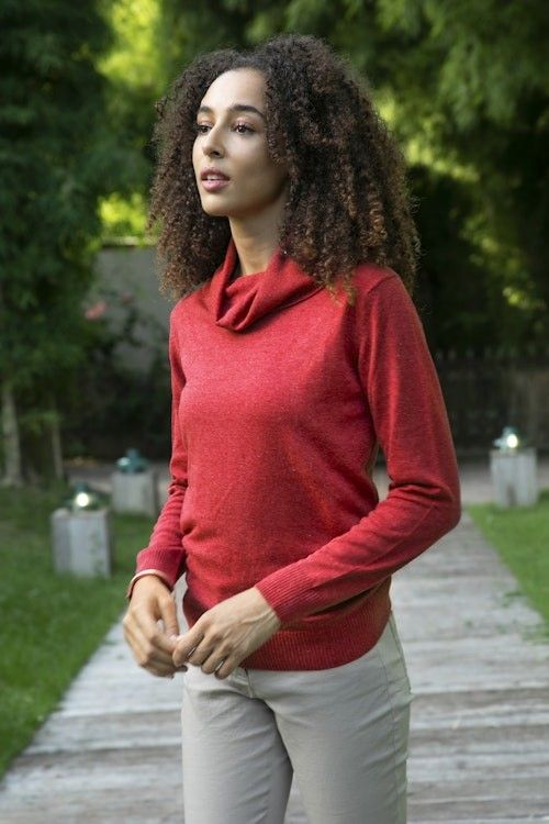 Knit Cotton Blend Pullover in Solid Red from Peru 'Red Versatility' Knit Cotton Blend Pullover in Solid Red from Peru 'Red Versatility'