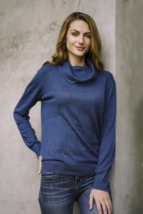 Knit Cotton Blend Pullover in Solid Royal Blue from Peru 'Royal Blue Versatility'