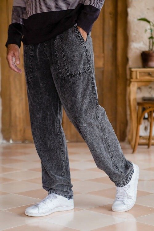 Men's 100 Cotton Pants Woven and Dyed in Black from Peru 'Washed Black' Men's 100 Cotton Pants Woven and Dyed in Black from Peru 'Washed Black'