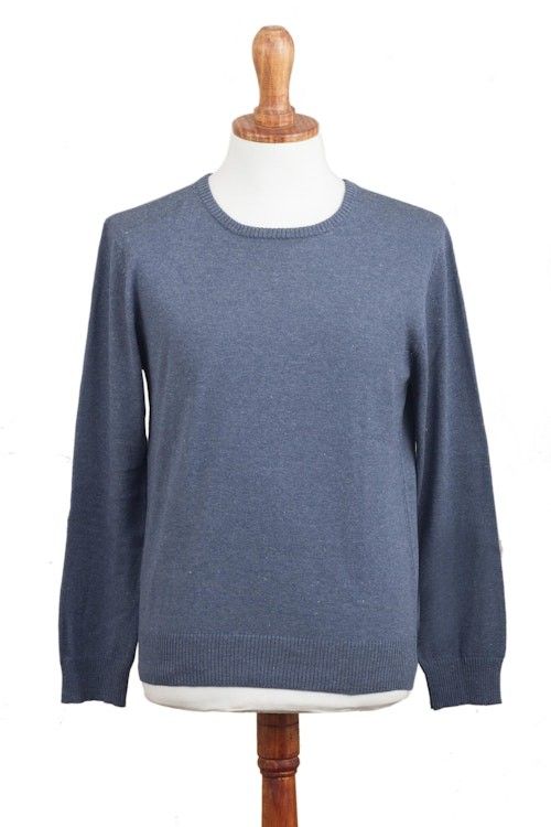 Men's Crew Neck Cotton Blend Pullover in Indigo from Peru 'Casual Comfort in Indigo' Men's Crew Neck Cotton Blend Pullover in Indigo from Peru 'Casual Comfort in Indigo'