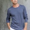Men's Crew Neck Cotton Blend Pullover in Indigo from Peru 'Casual Comfort in Indigo' Men's Crew Neck Cotton Blend Pullover in Indigo from Peru 'Casual Comfort in Indigo'