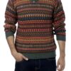 Men's Fair Trade Alpaca Art Knit Pullover Sweater 'Mountain Sunset' Men's Fair Trade Alpaca Art Knit Pullover Sweater 'Mountain Sunset'