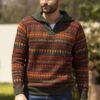 Men's Fair Trade Alpaca Art Knit Pullover Sweater 'Mountain Sunset' Men's Fair Trade Alpaca Art Knit Pullover Sweater 'Mountain Sunset'