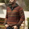 Men's Fair Trade Alpaca Art Knit Pullover Sweater 'Mountain Sunset' Men's Fair Trade Alpaca Art Knit Pullover Sweater 'Mountain Sunset'