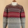 Men's Soft Grey and Red 100 Alpaca Pullover from Peru 'Grey Adventures' Men's Soft Grey and Red 100 Alpaca Pullover from Peru 'Grey Adventures'