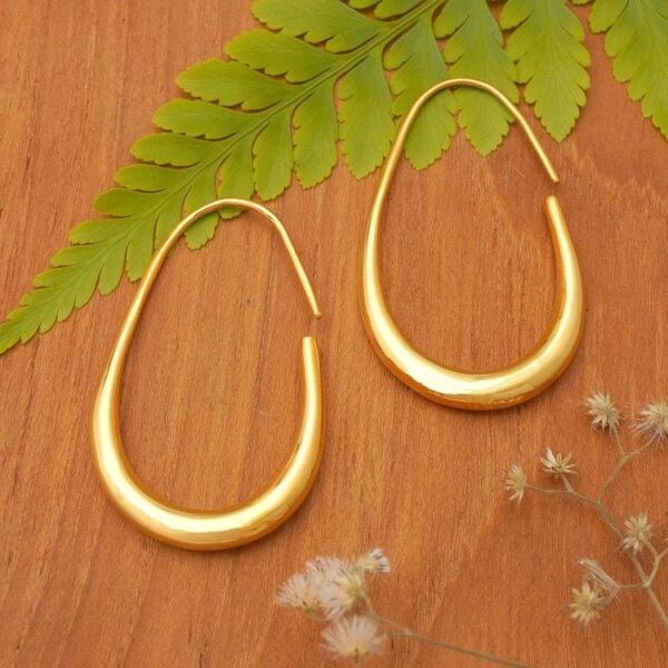 Modern 18k Gold-Plated Brass Half-Hoop Earrings from Bali 'Tie to Beauty' Modern 18k Gold-Plated Brass Half-Hoop Earrings from Bali 'Tie to Beauty'