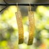 Modern Hammered 18k Gold-Plated Brass Bar Drop Earrings 'Glorious Textures' Modern Hammered 18k Gold-Plated Brass Bar Drop Earrings 'Glorious Textures'