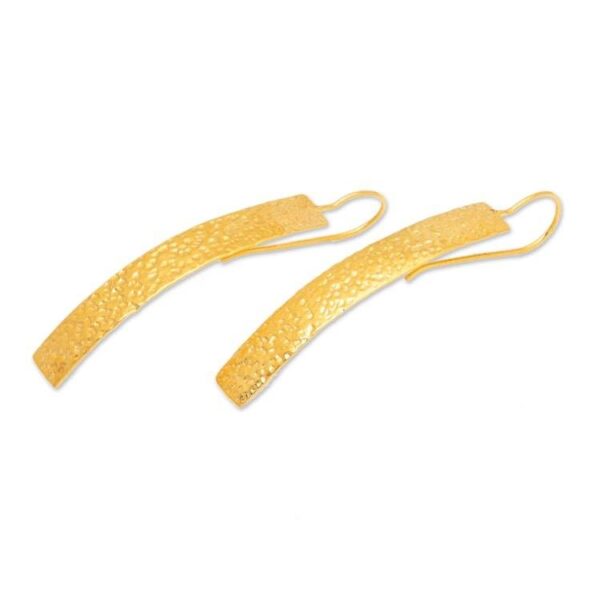 Modern Hammered 18k Gold-Plated Brass Bar Drop Earrings 'Glorious Textures' Modern Hammered 18k Gold-Plated Brass Bar Drop Earrings 'Glorious Textures'