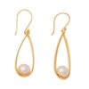 Modern Oval Gold-Plated Brass Cultured Pearl Dangle Earrings 'Trendy Flair'