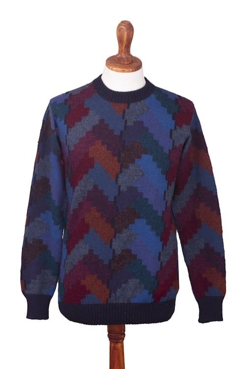 Multicolor Alpaca Men's Geometric Knit Pullover Sweater 'Stairway to the Heavens' Multicolor Alpaca Men's Geometric Knit Pullover Sweater 'Stairway to the Heavens'