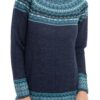 Navy Blue 100 Alpaca Pullover Patterned Peruvian Sweater 'Playful Navy Blue'