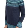Navy Blue 100 Alpaca Pullover Patterned Peruvian Sweater 'Playful Navy Blue'