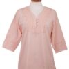 Pale Melon Orange Embroidered Cotton Tunic Top from Peru 'Sunset in Lima' Pale Melon Orange Embroidered Cotton Tunic Top from Peru 'Sunset in Lima'