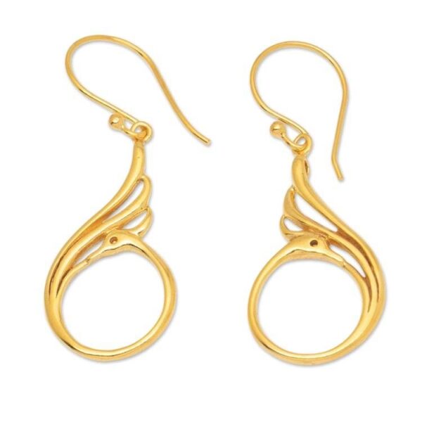 Peacock-Themed 18k Gold-Plated Brass Dangle Earrings 'Peacock Radiance' Peacock-Themed 18k Gold-Plated Brass Dangle Earrings 'Peacock Radiance'