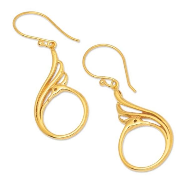 Peacock-Themed 18k Gold-Plated Brass Dangle Earrings 'Peacock Radiance' Peacock-Themed 18k Gold-Plated Brass Dangle Earrings 'Peacock Radiance'