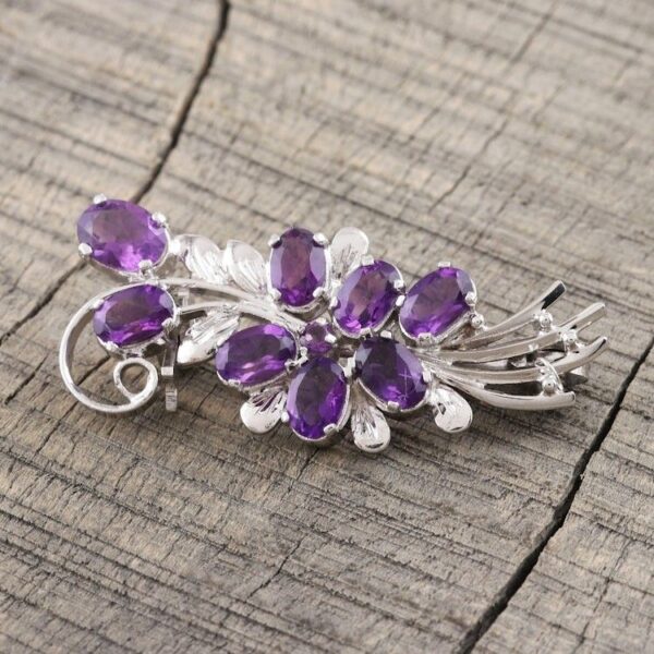 Purple Bouquet Amethyst Rhodium Plated Silver Brooch 'Purple Bouquet' Purple Bouquet Amethyst Rhodium Plated Silver Brooch 'Purple Bouquet'