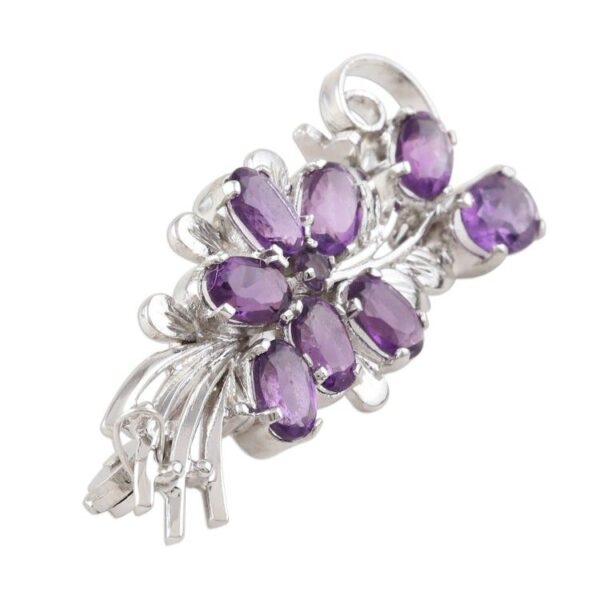 Purple Bouquet Amethyst Rhodium Plated Silver Brooch 'Purple Bouquet' Purple Bouquet Amethyst Rhodium Plated Silver Brooch 'Purple Bouquet'