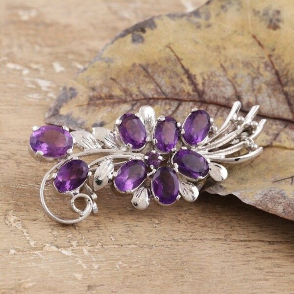 Purple Bouquet Amethyst Rhodium Plated Silver Brooch 'Purple Bouquet' Purple Bouquet Amethyst Rhodium Plated Silver Brooch 'Purple Bouquet'
