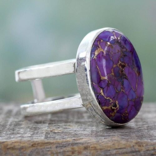 Purple Composite Turquoise Sterling Silver Ring 'Purple Island' Purple Composite Turquoise Sterling Silver Ring 'Purple Island'