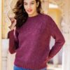 Raspberry Alpaca Blend Pullover Sweater with Knit Motifs 'Raspberry Revel'