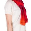 Red and Burgundy Handwoven Rayon Chenille Scarf 'Crimson Embrace'