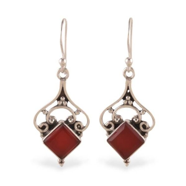Sterling Silver and 5-Carat Carnelian Jewel Dangle Earrings 'Empress Fire'