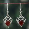 Sterling Silver and 5-Carat Carnelian Jewel Dangle Earrings 'Empress Fire'