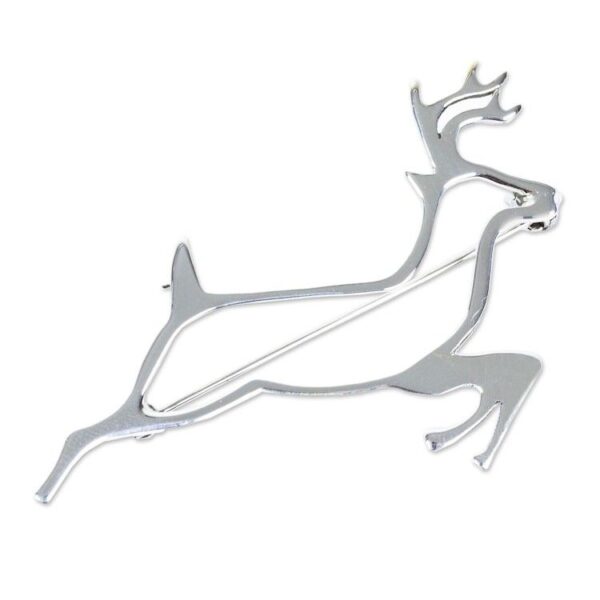 Sterling Silver Brooch Pin Taxco Artisan Jewelry 'Deer Protector'